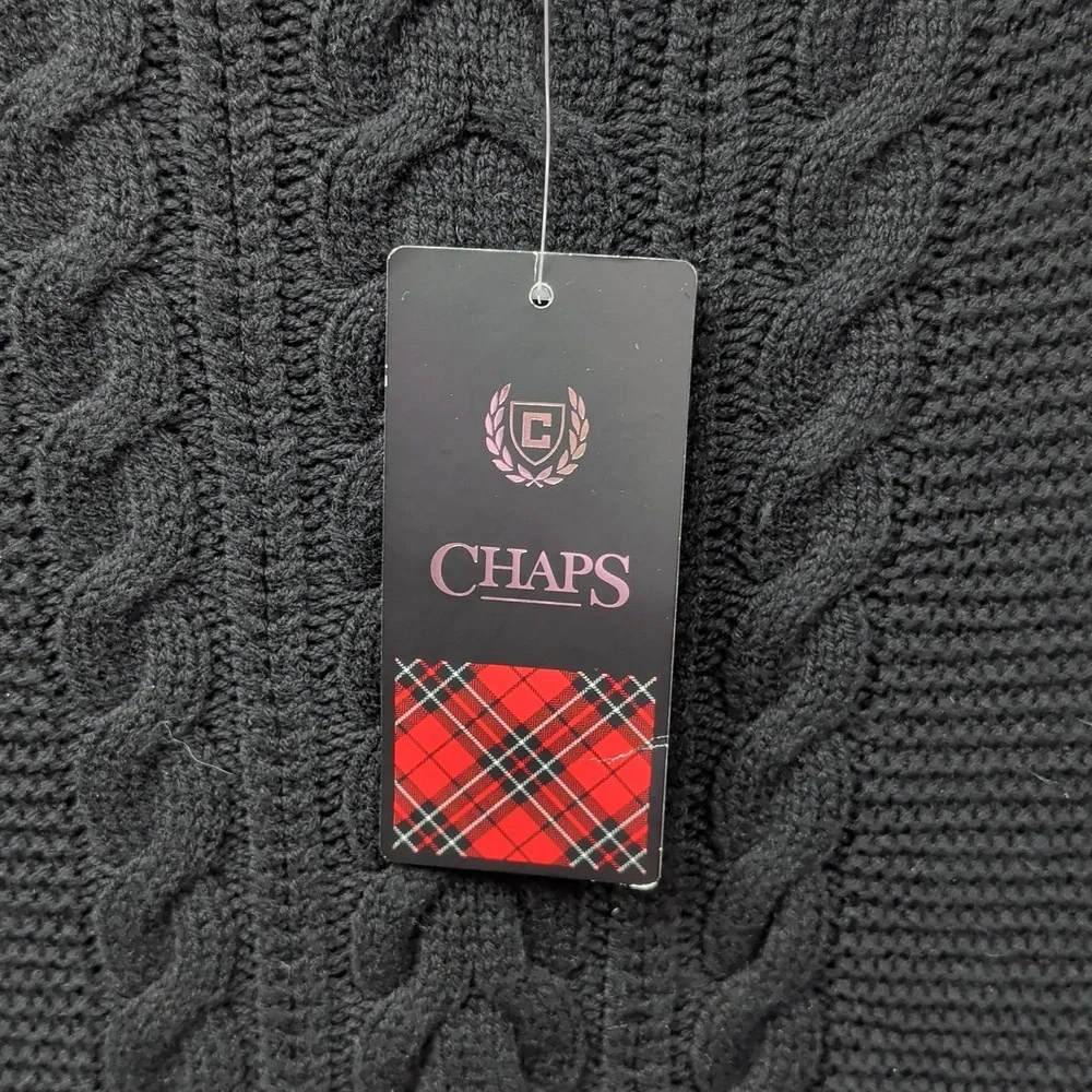 Chaps Black Cable Knit Women's Sweater Medium New Nwt